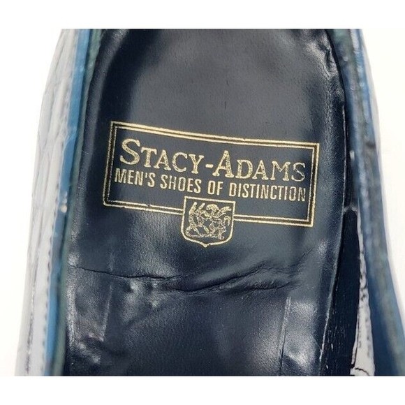 Stacy Adams Dark Turquoise Blue Crocodile Print Mens Size 9D Leather Dress Shoes main image 6